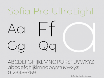 SofiaPro-UltraLight Version 2.000 Font Sample
