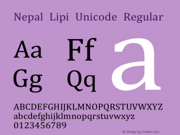 Nepal Lipi Unicode Version 3.00 June 20, 2019 Font Sample