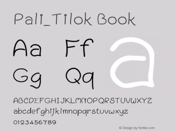 Pali_Tilok Version 1.00 Font Sample
