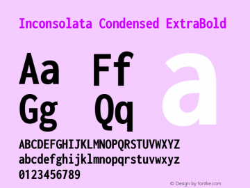 Inconsolata Condensed ExtraBold Version 3.000; ttfautohint (v1.8.3) Font Sample