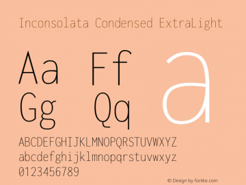 Inconsolata Condensed ExtraLight Version 3.000; ttfautohint (v1.8.3) Font Sample