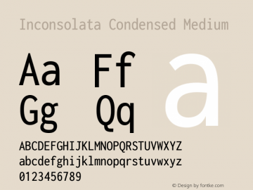 Inconsolata Condensed Medium Version 3.000; ttfautohint (v1.8.3) Font Sample