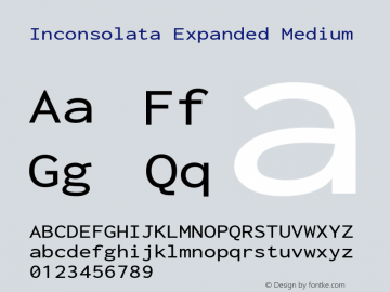 Inconsolata Expanded Medium Version 3.000; ttfautohint (v1.8.3) Font Sample