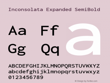 Inconsolata Expanded SemiBold Version 3.000; ttfautohint (v1.8.3) Font Sample