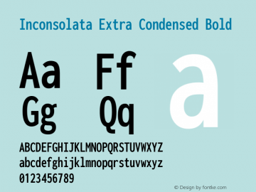 Inconsolata Extra Condensed Bold Version 3.000; ttfautohint (v1.8.3) Font Sample