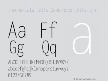 Inconsolata Extra Condensed ExtraLight Version 3.000; ttfautohint (v1.8.3)图片样张