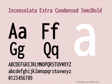 Inconsolata Extra Condensed SemiBold Version 3.000; ttfautohint (v1.8.3) Font Sample