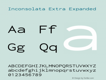 Inconsolata Extra Expanded Version 3.000; ttfautohint (v1.8.3) Font Sample