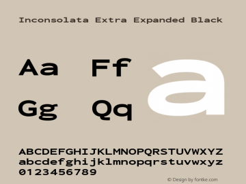 Inconsolata Extra Expanded Black Version 3.000; ttfautohint (v1.8.3) Font Sample