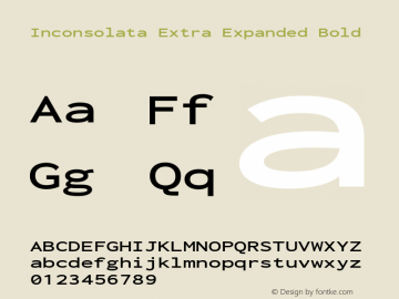 Inconsolata Extra Expanded Bold Version 3.000; ttfautohint (v1.8.3) Font Sample