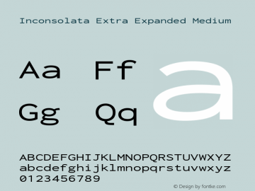 Inconsolata Extra Expanded Medium Version 3.000; ttfautohint (v1.8.3) Font Sample