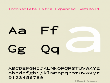 Inconsolata Extra Expanded SemiBold Version 3.000; ttfautohint (v1.8.3) Font Sample