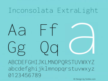 Inconsolata ExtraLight Version 3.000; ttfautohint (v1.8.3) Font Sample