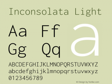 Inconsolata Light Version 3.000; ttfautohint (v1.8.3) Font Sample