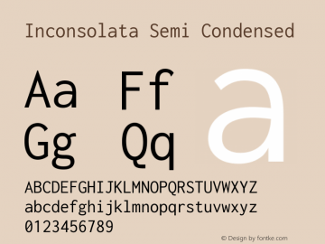 Inconsolata Semi Condensed Version 3.000; ttfautohint (v1.8.3) Font Sample