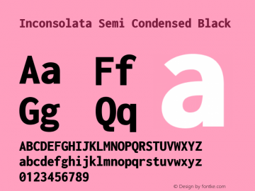 Inconsolata Semi Condensed Black Version 3.000; ttfautohint (v1.8.3) Font Sample