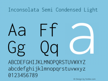 Inconsolata Semi Condensed Light Version 3.000; ttfautohint (v1.8.3) Font Sample