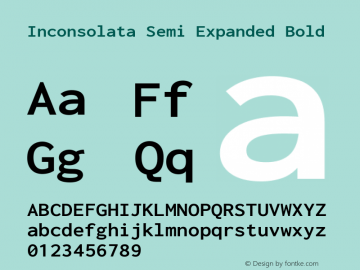 Inconsolata Semi Expanded Bold Version 3.000; ttfautohint (v1.8.3) Font Sample