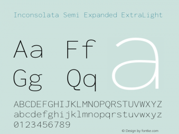 Inconsolata Semi Expanded ExtraLight Version 3.000; ttfautohint (v1.8.3) Font Sample