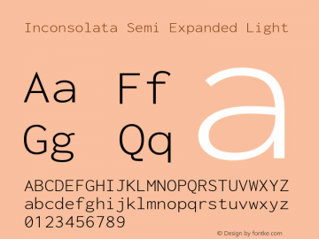 Inconsolata Semi Expanded Light Version 3.000; ttfautohint (v1.8.3) Font Sample