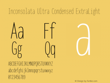 Inconsolata Ultra Condensed ExtraLight Version 3.000; ttfautohint (v1.8.3) Font Sample