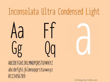 Inconsolata Ultra Condensed Light Version 3.000; ttfautohint (v1.8.3)图片样张