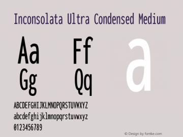 Inconsolata Ultra Condensed Medium Version 3.000; ttfautohint (v1.8.3) Font Sample