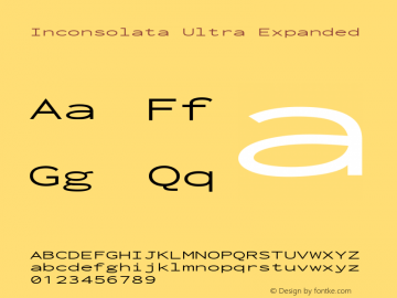 Inconsolata Ultra Expanded Version 3.000; ttfautohint (v1.8.3) Font Sample