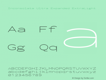 Inconsolata Ultra Expanded ExtraLight Version 3.000; ttfautohint (v1.8.3) Font Sample