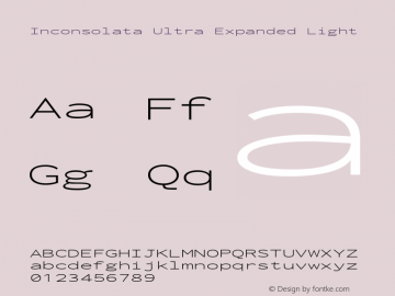 Inconsolata Ultra Expanded Light Version 3.000; ttfautohint (v1.8.3) Font Sample
