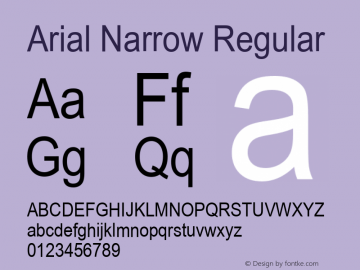 Arial Narrow Version 2.35 Font Sample