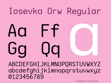 Iosevka Orw 2.2.1; ttfautohint (v1.8.2) Font Sample