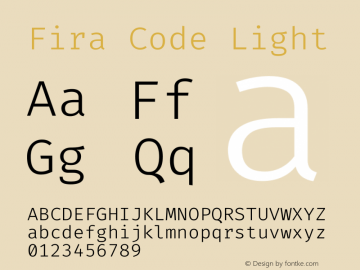 Fira Code Light Version 5.002 Font Sample