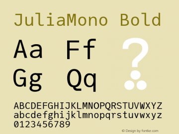JuliaMono Bold Version 0.005 Font Sample