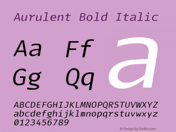 Aurulent Bold Italic Version 5.002; ttfautohint (v1.8.3) -l 8 -r 50 -G 200 -x 14 -D latn -f none -a qqq -W -X 