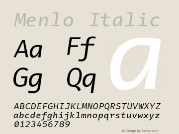 Menlo Italic Version 5.002;squirrel Font Sample