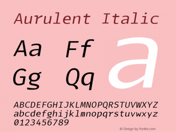 Aurulent Italic Version 5.002; ttfautohint (v1.8.3) -l 8 -r 50 -G 200 -x 14 -D latn -f none -a qqq -W -X 
