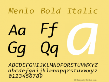 Menlo Bold Italic Version 5.002;squirrel Font Sample