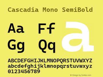 Cascadia Mono SemiBold Version 2102.003 Font Sample