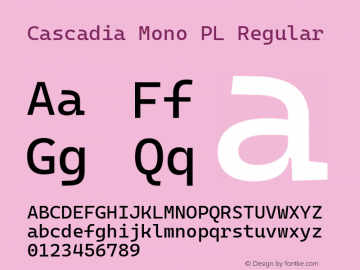 Cascadia Mono PL Regular Version 2102.003图片样张