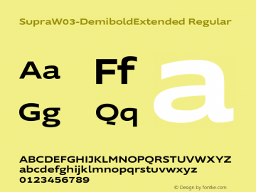 Supra W03 DemiboldExtended Version 2.00 Font Sample