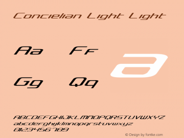 Concielian Light Light Version 2.0; 2003; initial release Font Sample