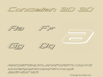 Concielian 3D 3D Version 2.0; 2003; initial release Font Sample