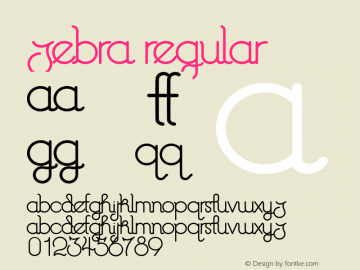 Zebra Regular Version 001.002 Font Sample