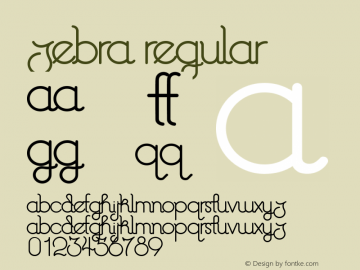 Zebra Regular Version 001.002 Font Sample