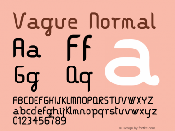 Vague Normal Macromedia Fontographer 4.1 29/07/2002 Font Sample