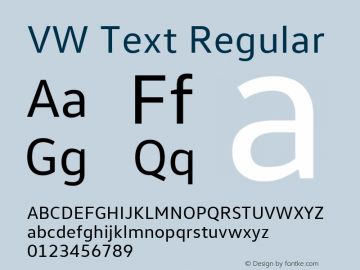 VW Text Version 1.000 Font Sample