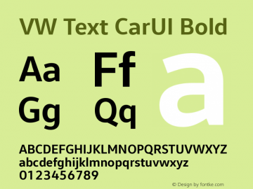 VW Text CarUI Bold Version 1.104 Font Sample