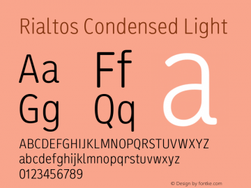 Rialtos Condensed Light Version 1.000 | wf-rip DC20200820 Font Sample