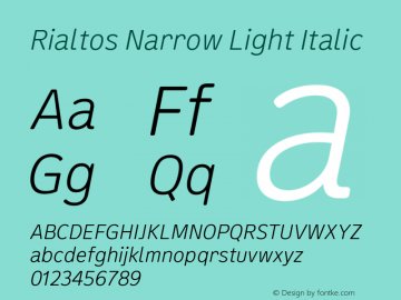 Rialtos Narrow Light Italic Version 1.000 | wf-rip DC20200820图片样张